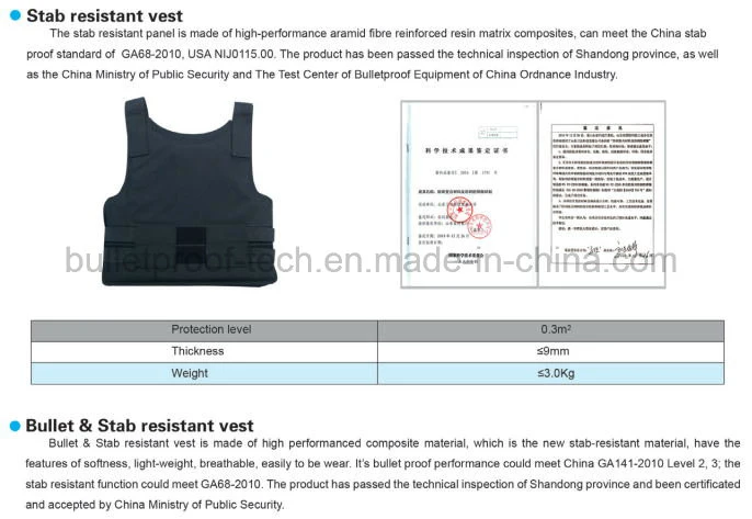 High Quality Police Bullet Proof and Stab-Proof Safety Protect Vest/Light Weight Vest Chip 136